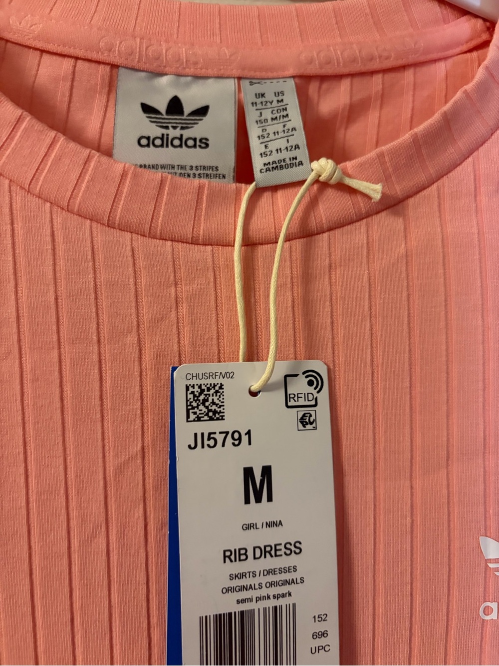 adidas Girls' Ribbed Pink Casual Dress - Picture 3 of 6